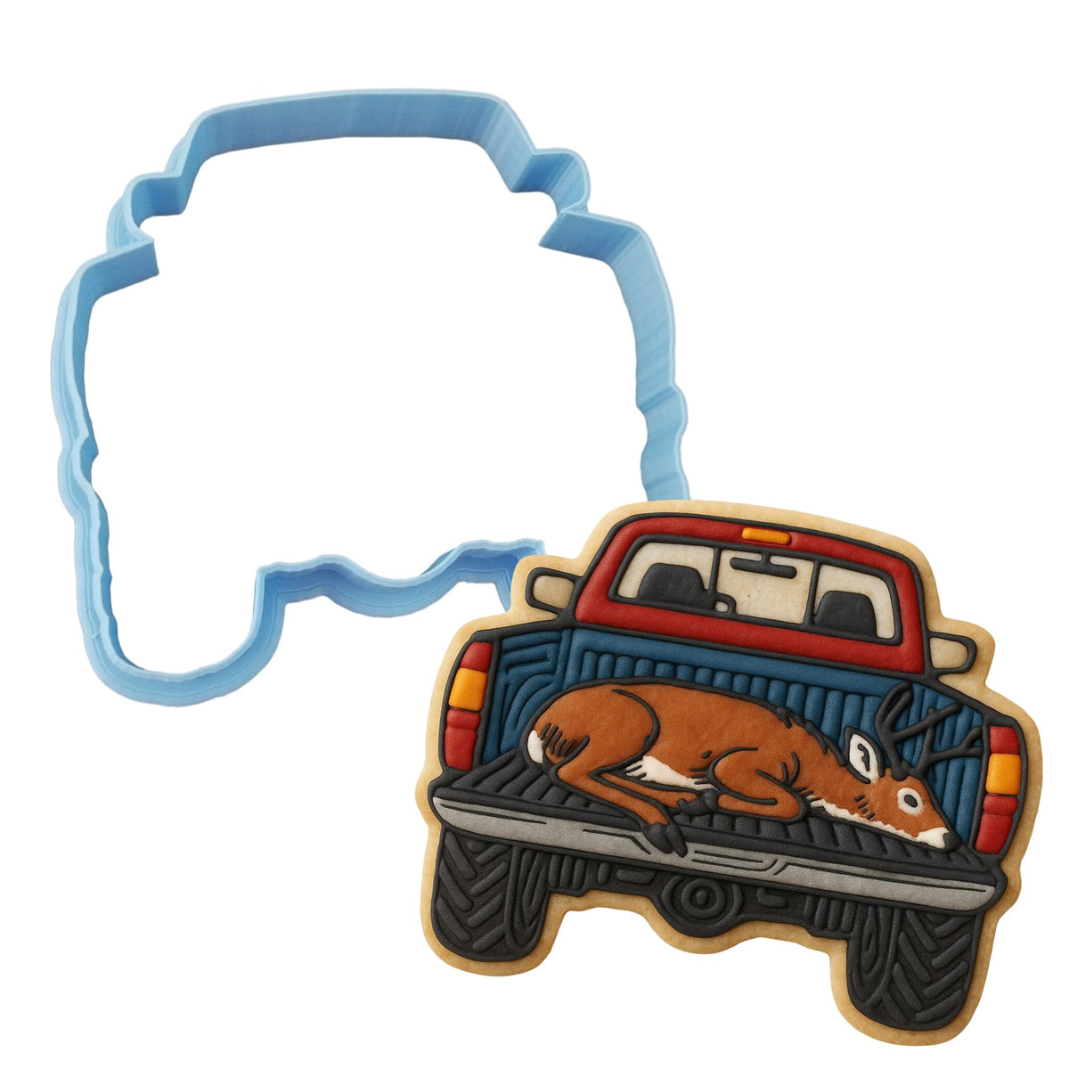 Deer in the Truck Cookie Cutter | Stamp | Stencil - SHARP EDGES - FAST Shipping - Choose Your Own Size! #1 Cookie Cutter Lady 