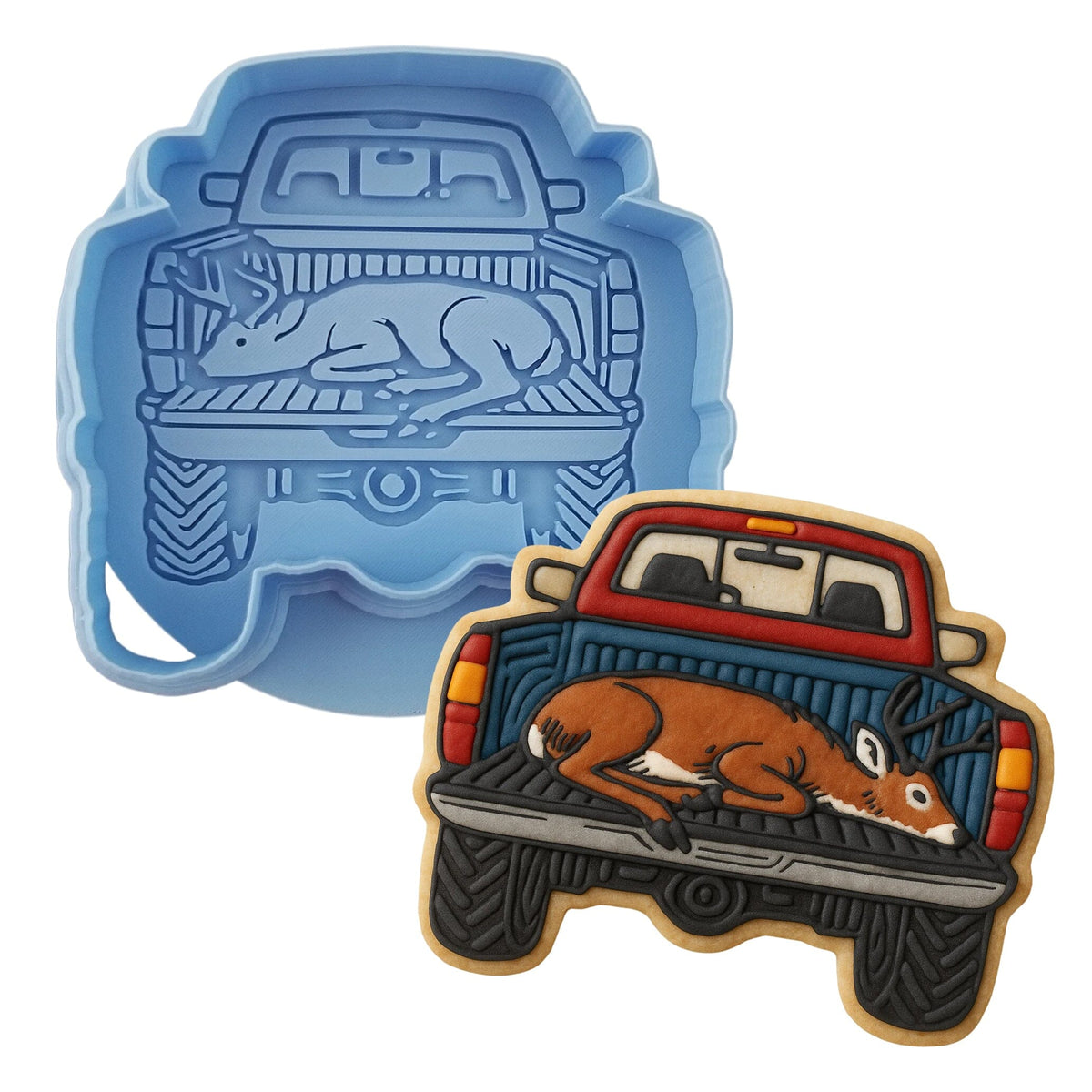 Deer in the Truck Cookie Cutter | Stamp | Stencil - SHARP EDGES - FAST Shipping - Choose Your Own Size! #1 Cookie Cutter Lady 
