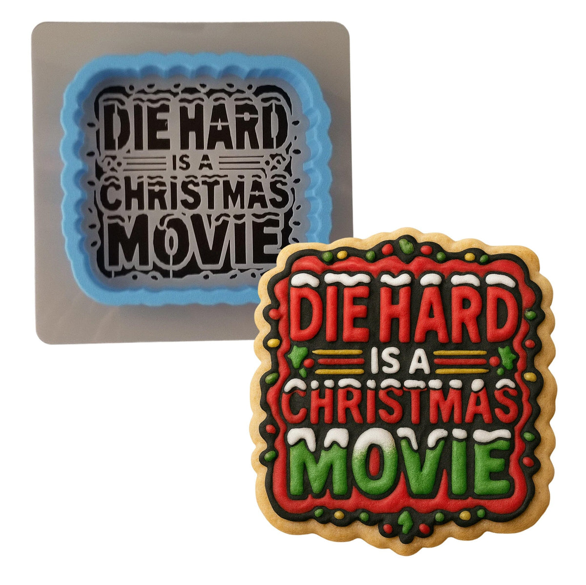Die Hard is a Christmas Movie Cookie Cutter | Stamp | Stencil - SHARP EDGES - FAST Shipping - Choose Your Own Size! #1 Cookie Cutter Lady LITTLE - 3 Inches (7.62cm) **BUNDLE** Cutter + Stencil 