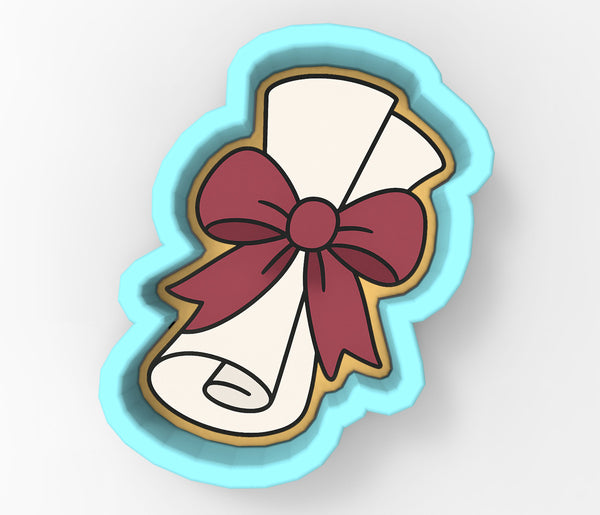 Diploma with Bow Cookie Cutter | Stamp | Stencil - SHARP EDGES - FAST Shipping - Choose Your Own Size! #1