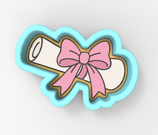 Diploma with Pink Bow 1 Cookie Cutter | Stamp | Stencil - SHARP EDGES - FAST Shipping - Choose Your Own Size! #1
