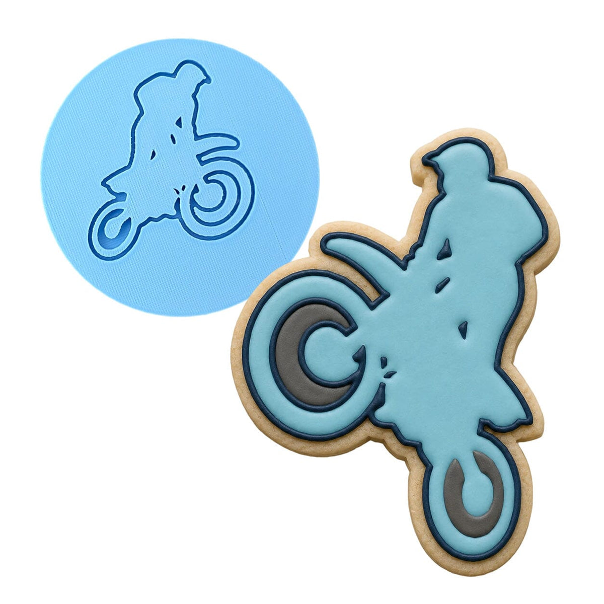 Dirt Bike Rider Cookie Cutter | Stamp | Stencil #1 Comic Book / Vehicles Cookie Cutter Lady MINI - 2 Inches (5cm) Debosser ONLY 