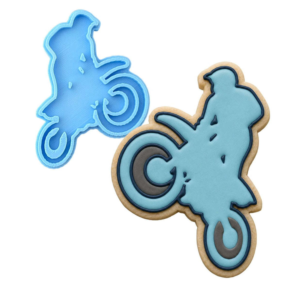 Dirt Bike Rider Cookie Cutter | Stamp | Stencil #1 Comic Book / Vehicles Cookie Cutter Lady MINI - 2 Inches (5cm) Stamp ONLY 