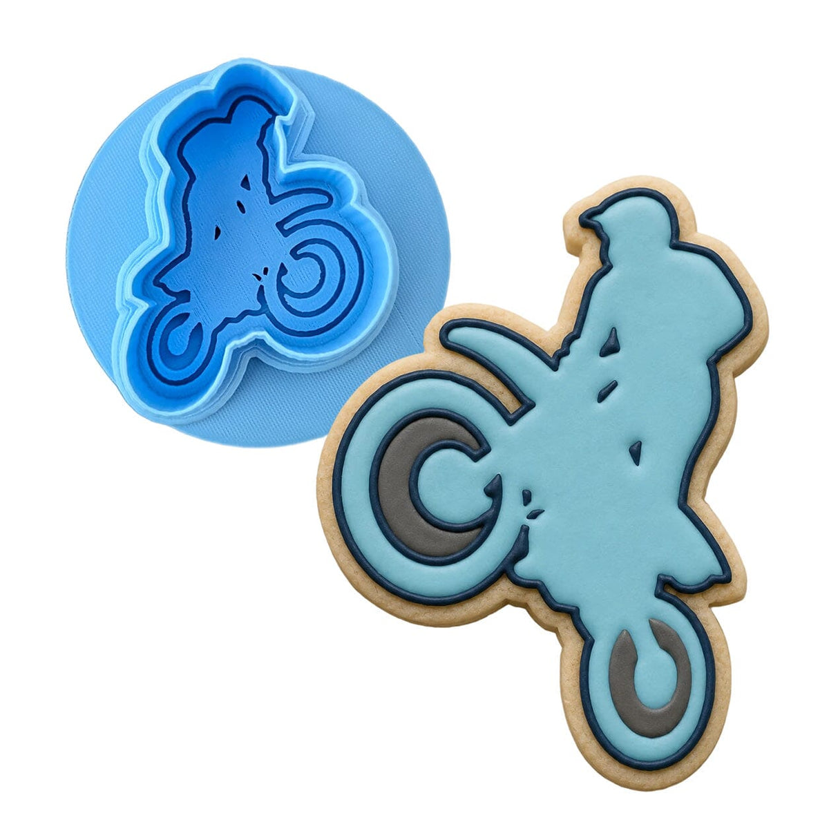 Dirt Bike Rider Cookie Cutter | Stamp | Stencil #1 Comic Book / Vehicles Cookie Cutter Lady MINI - 2 Inches (5cm) **BUNDLE** Cutter + Debosser 