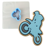 Dirt Bike Rider Cookie Cutter | Stamp | Stencil #1 Comic Book / Vehicles Cookie Cutter Lady MINI - 2 Inches (5cm) **BUNDLE** Cutter + Stencil 