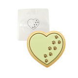 Dog Footprints Heart Cookie Cutter Outline & Stamp #2 Dogs & Cats Cookie Cutter Lady MINI - 2 Inches (5cm) Stencil ONLY 