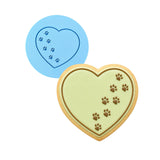 Dog Footprints Heart Cookie Cutter Outline & Stamp #2 Dogs & Cats Cookie Cutter Lady MINI - 2 Inches (5cm) Debosser ONLY 