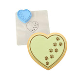 Dog Footprints Heart Cookie Cutter Outline & Stamp #2 Dogs & Cats Cookie Cutter Lady 