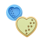 Dog Footprints Heart Cookie Cutter Outline & Stamp #2 Dogs & Cats Cookie Cutter Lady MINI - 2 Inches (5cm) **BUNDLE** Cutter + Debosser 