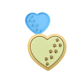 Dog Footprints Heart Cookie Cutter Outline & Stamp #2 Dogs & Cats Cookie Cutter Lady MINI - 2 Inches (5cm) Stamp ONLY 
