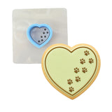 Dog Footprints Heart Cookie Cutter Outline & Stamp #2 Dogs & Cats Cookie Cutter Lady MINI - 2 Inches (5cm) **BUNDLE** Cutter + Stencil 