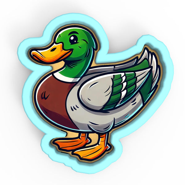 a sticker of a duck on a white background