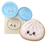 Dumpling Squishy Cookie Cutter | Stamp | Stencil | Debosser #2 Cookie Cutter Lady LITTLE - 3 Inches (7.62cm) **FULL SET BUNDLE** Cutter + Stamp + Stencil + Debosser **BEST DEAL** 