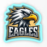 a close up of an eagle logo on a white background