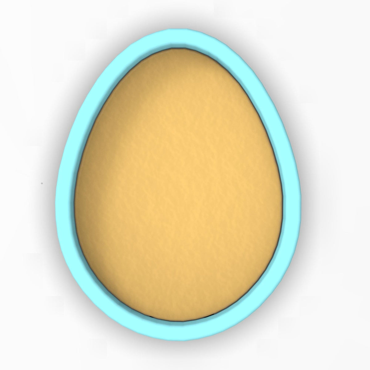 a yellow and blue egg on a white background