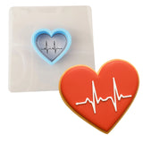 EKG Heart Cookie Cutter | Stamp | Stencil #1 School / Grad Cookie Cutter Lady MINI - 2 Inches (5cm) **BUNDLE** Cutter + Stencil 