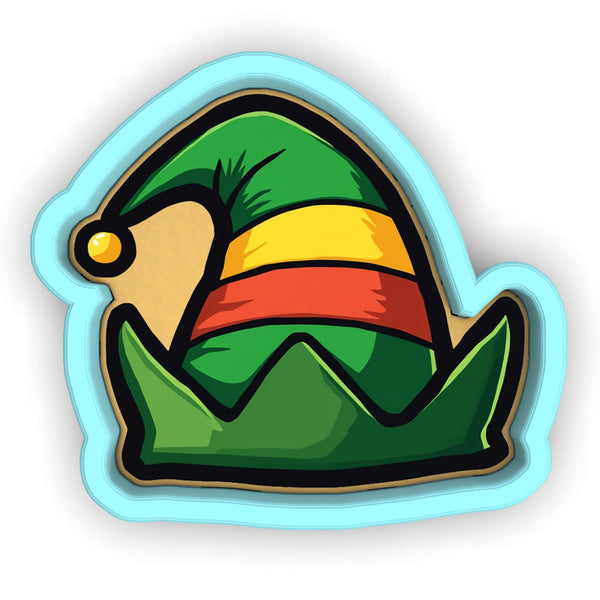 a sticker of a green and yellow hat