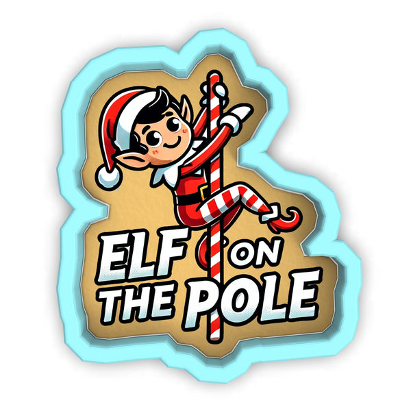 an elf on the pole sticker on a white background