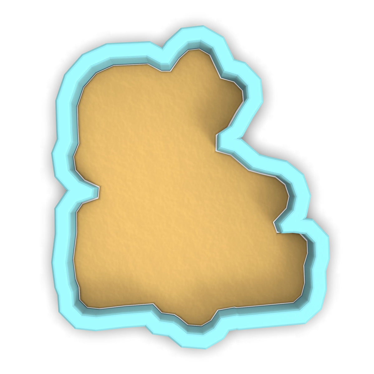 a cut out of a piece of paper with a blue border