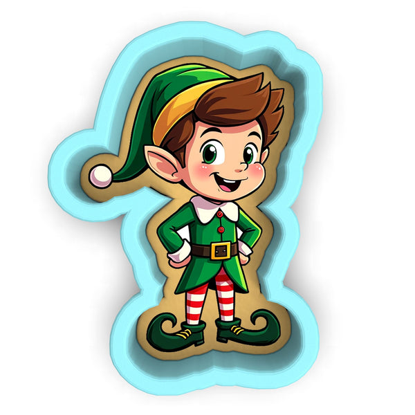 a cartoon of a elf with a santa hat