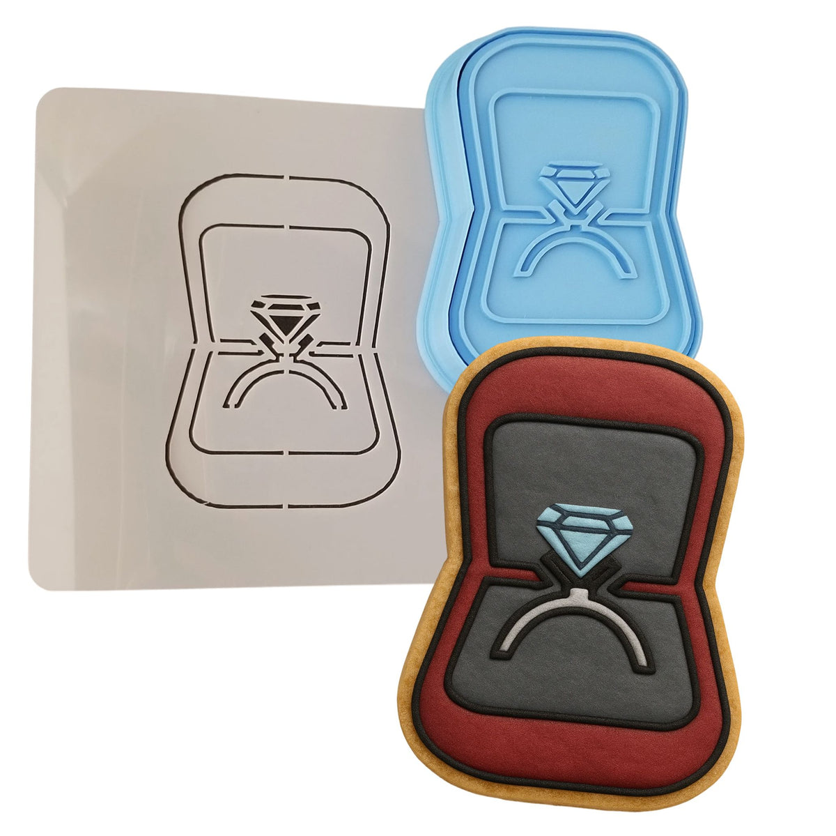Engagement Ring Box Cookie Cutter | Stamp | Stencil Wedding / Baby / V Day Cookie Cutter Lady 