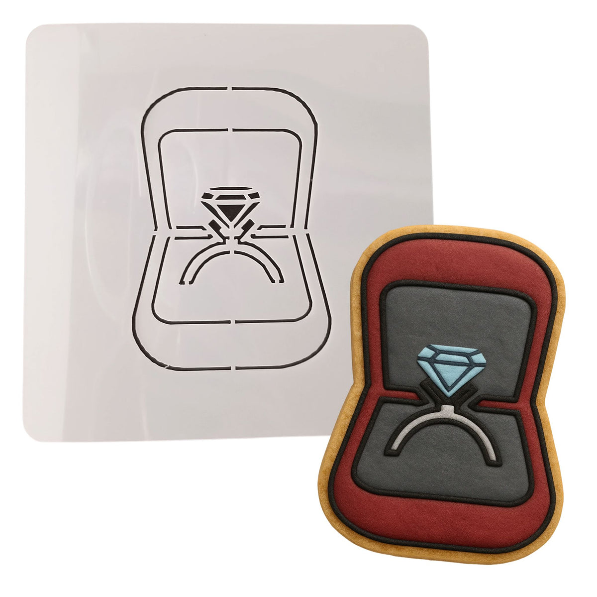 Engagement Ring Box Cookie Cutter | Stamp | Stencil Wedding / Baby / V Day Cookie Cutter Lady MINI - 2 Inches (5cm) Stencil ONLY 