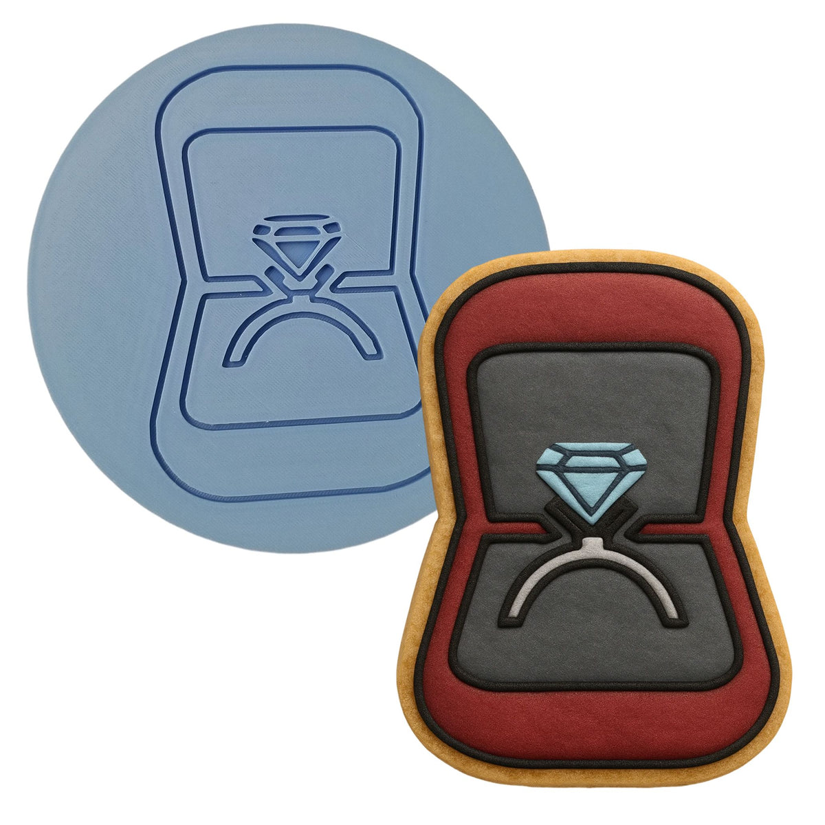 Engagement Ring Box Cookie Cutter | Stamp | Stencil Wedding / Baby / V Day Cookie Cutter Lady MINI - 2 Inches (5cm) Debosser ONLY 