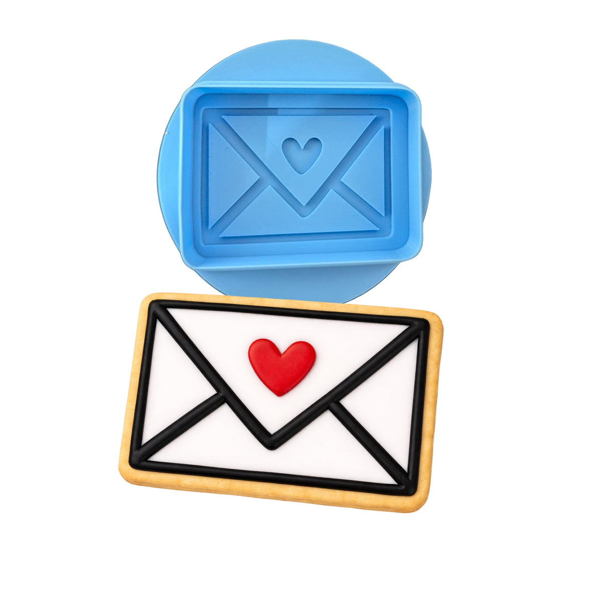 Envelope Heart Cookie Cutter | Stamp | Stencil #1 Wedding / Baby / V Day Cookie Cutter Lady MINI - 2 Inches (5cm) **BUNDLE** Cutter + Debosser 