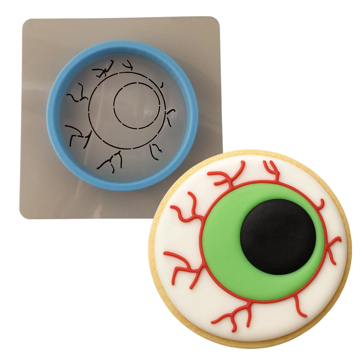 Eyeball Cookie Cutter | Stamp | Stencil #1 Halloween / Fall Cookie Cutter Lady MINI - 2 Inches (5cm) **BUNDLE** Cutter + Stencil 