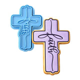 Faith Cross Cookie Cutter | Stamp | Stencil #1 Cookie Cutter Lady MINI - 2 Inches (5cm) **BUNDLE** Cutter + Stamp 