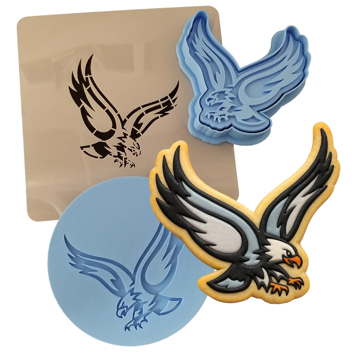 Falcon Eagle Hawk Cookie Cutter | Stamp | Stencil #1 Animals & Dinosaurs Cookie Cutter Lady MINI - 2 Inches (5cm) **FULL SET BUNDLE** Cutter + Stamp + Stencil + Debosser **BEST DEAL** 