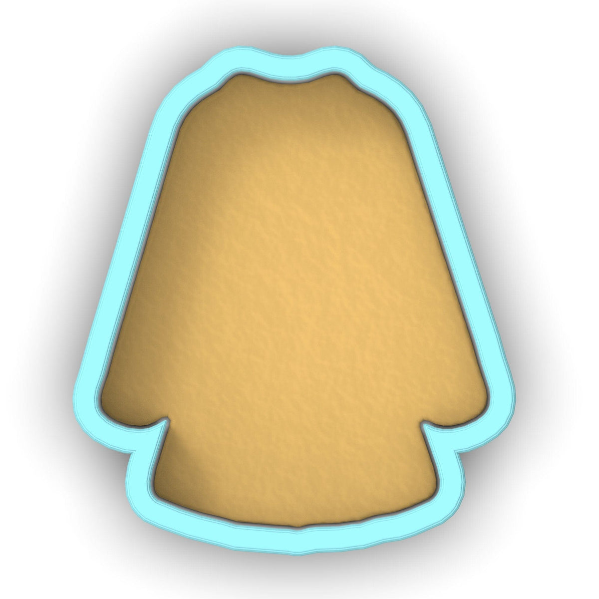 a cookie cutter with a cookie in the shape of a dress