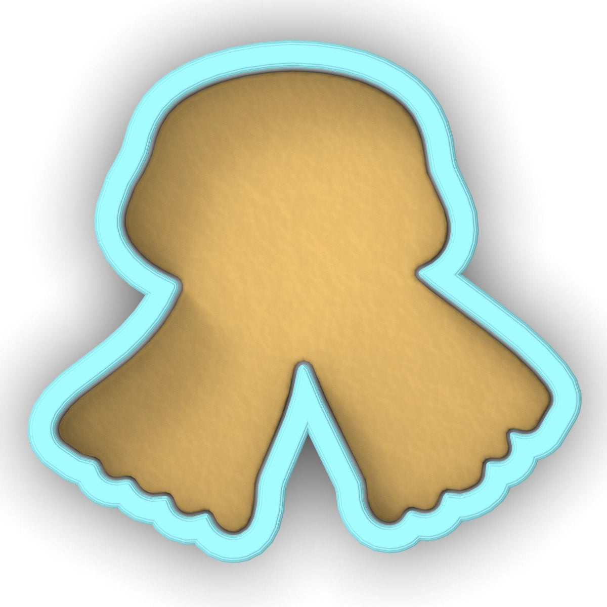 a cookie cutter with a cookie shaped like a person's head