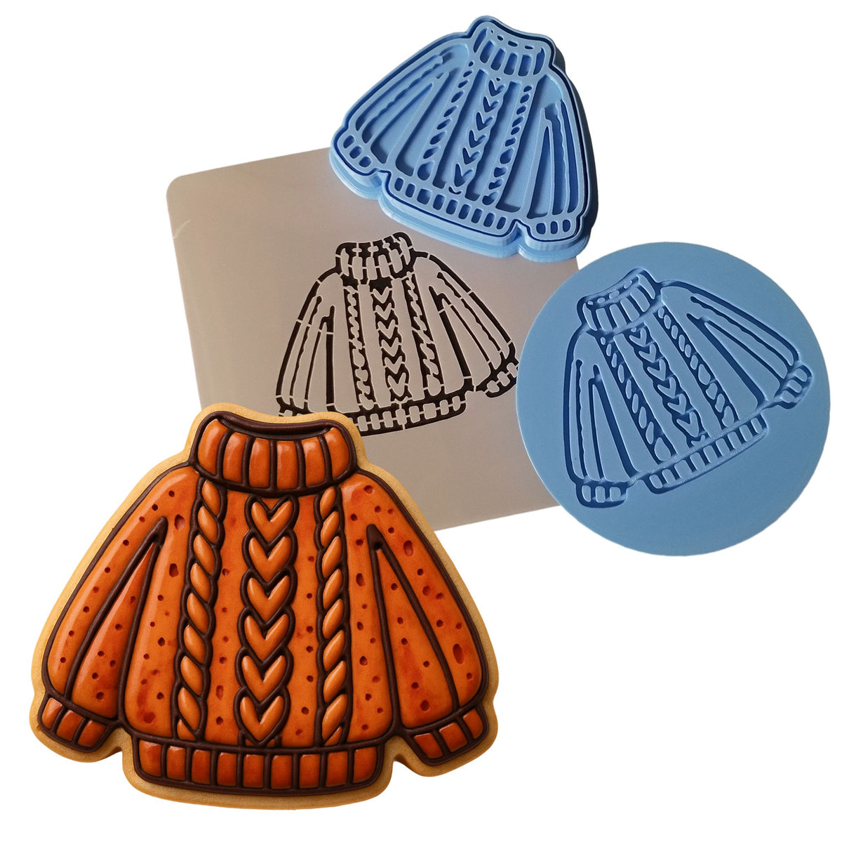Fall Sweater Cookie Cutter | Stamp | Stencil - SHARP EDGES - FAST Shipping - Choose Your Own Size! #1 Cookie Cutter Lady 