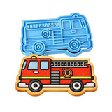 Firetruck Cookie Cutter | Stamp | Stencil #1 Comic Book / Vehicles Cookie Cutter Lady MINI - 2 Inches (5cm) **BUNDLE** Cutter + Stamp 