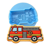 Firetruck Cookie Cutter | Stamp | Stencil #1 Comic Book / Vehicles Cookie Cutter Lady MINI - 2 Inches (5cm) **BUNDLE** Cutter + Debosser 