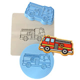 Firetruck Cookie Cutter | Stamp | Stencil #1 Comic Book / Vehicles Cookie Cutter Lady MINI - 2 Inches (5cm) **FULL SET BUNDLE** Cutter + Stamp + Stencil + Debosser **BEST DEAL** 