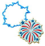 a cookie cutter with a red, white and blue design