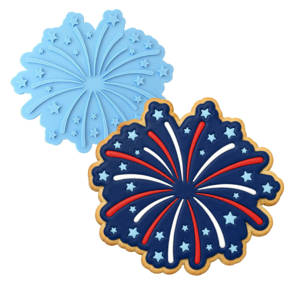 Firework Cookie Cutter | Stamp | Stencil #2 St Pats / July 4th Cookie Cutter Lady 2 Inch Small Cupcake Stamp Only No