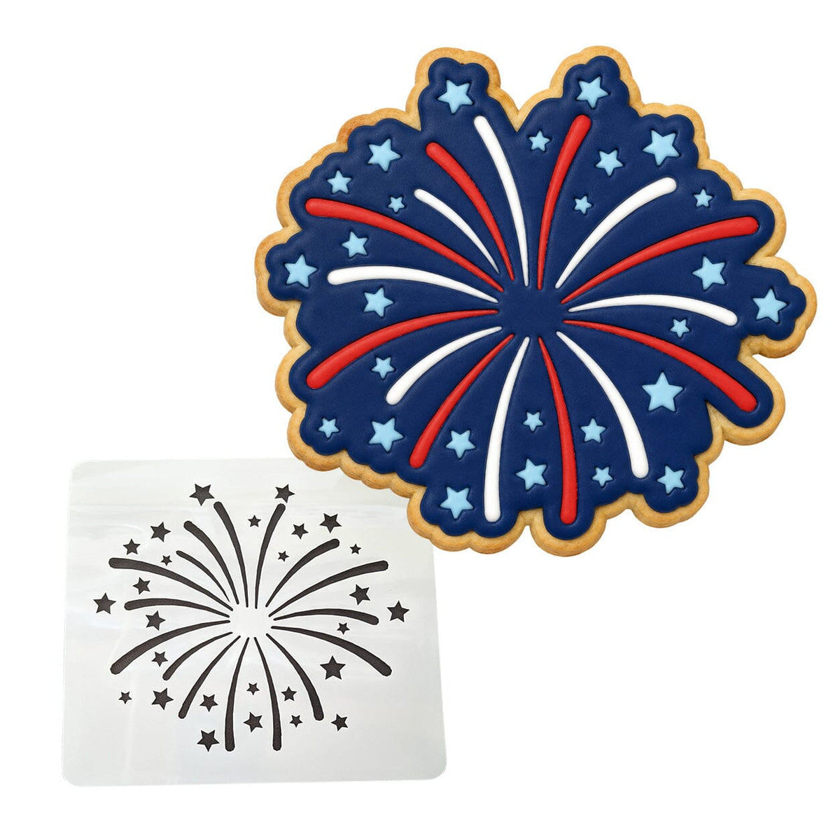 Firework Cookie Cutter | Stamp | Stencil #2 St Pats / July 4th Cookie Cutter Lady 2 Inch Small Cupcake Stencil Only No