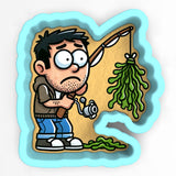 a cartoon of a man holding a fishing rod