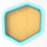 a 3d rendering of a blue and yellow hexagonal object