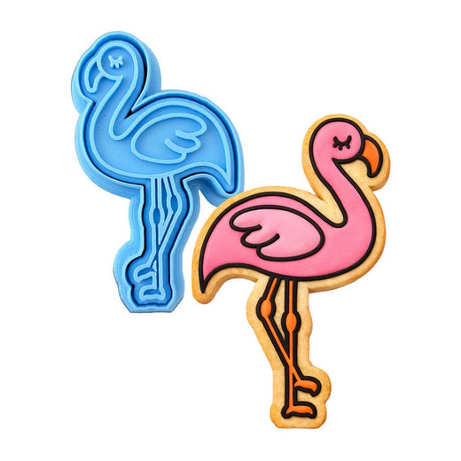 Flamingo Cookie Cutter | Stamp | Stencil #1 Animals & Dinosaurs Cookie Cutter Lady MINI - 2 Inches (5cm) **BUNDLE** Cutter + Stamp 