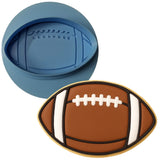 a cookie shaped like a football and a cookie cutter