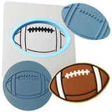 a cookie with a football and a cookie cutter