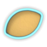 a blue and yellow oval shaped object on a white background