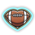a heart shaped sticker with a football on it