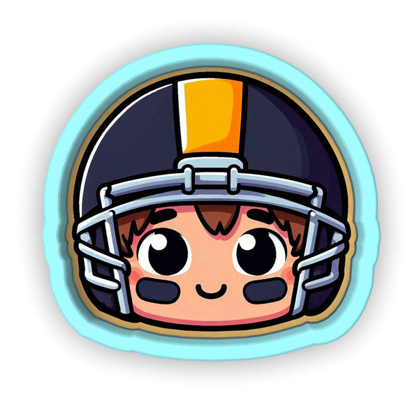 a cartoon football player with a helmet on