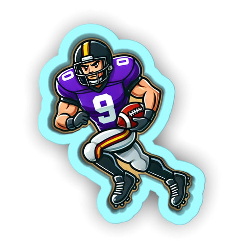 Football Player Rushing Purple Cookie Cutter | Stamp | Stencil - SHARP EDGES - FAST Shipping - Choose Your Own Size! #1