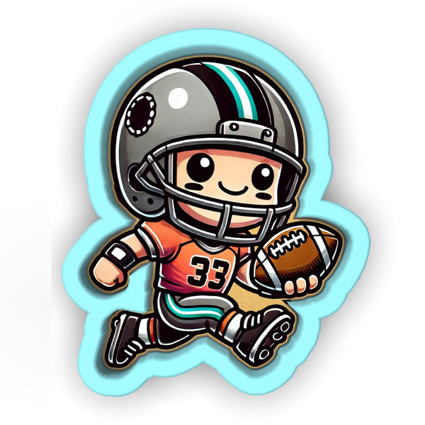 a cartoon football player running with a ball